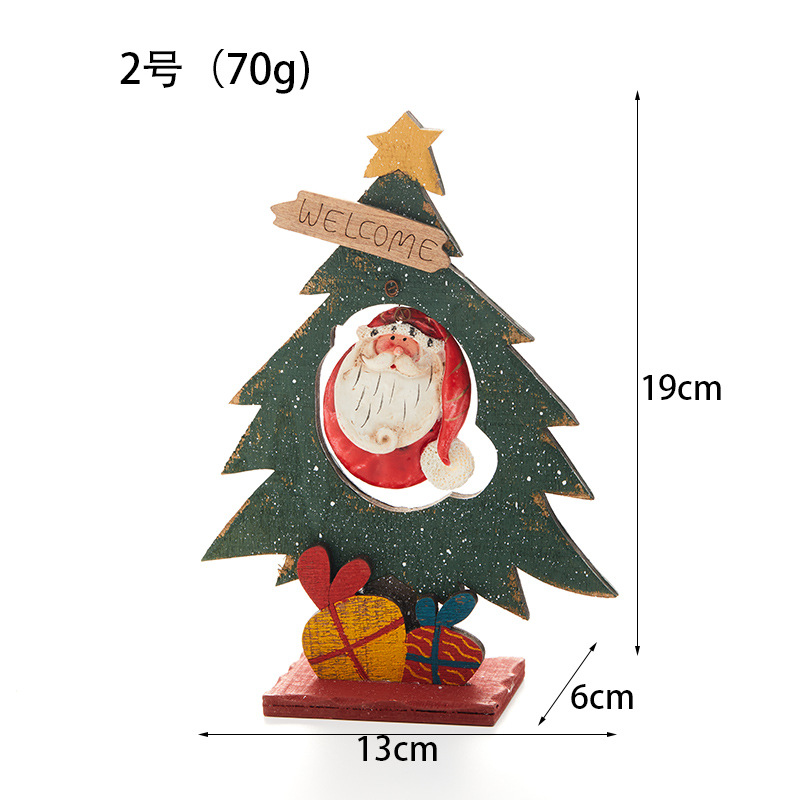 Buscando madera transfronteriza venta caliente una pieza de escritorio de árbol de Navidad árbol de decoración de muñeco de nieve decoración