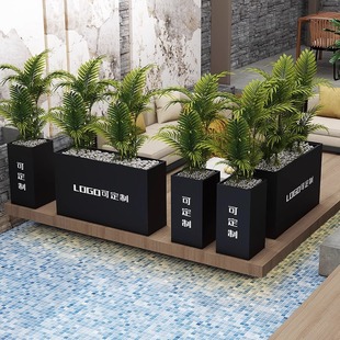 Factory Direct Sales Outdoor Rectangular Flower Box Flower Trough Creative Flower Stand Commercial Square Stainless Steel Partition Indoor Flower Pot
