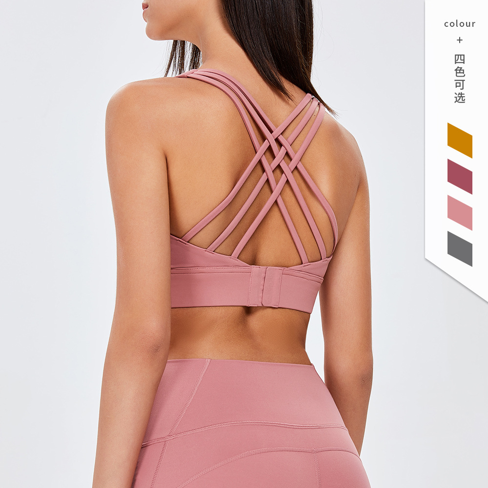 Cruzada transfronteriza europea y americana desnuda cruz espalda yoga ropa interior deportiva hebilla de las mujeres fitness amortiguador correr sujetador deportivo