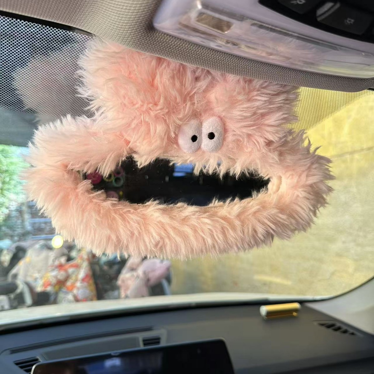 Cubierta de espejo retrovisor de automóvil transfronterizo dibujos animados creativos lindos cubierta de espejo retrovisor de peluche accesorios de automóvil mujeres image 3