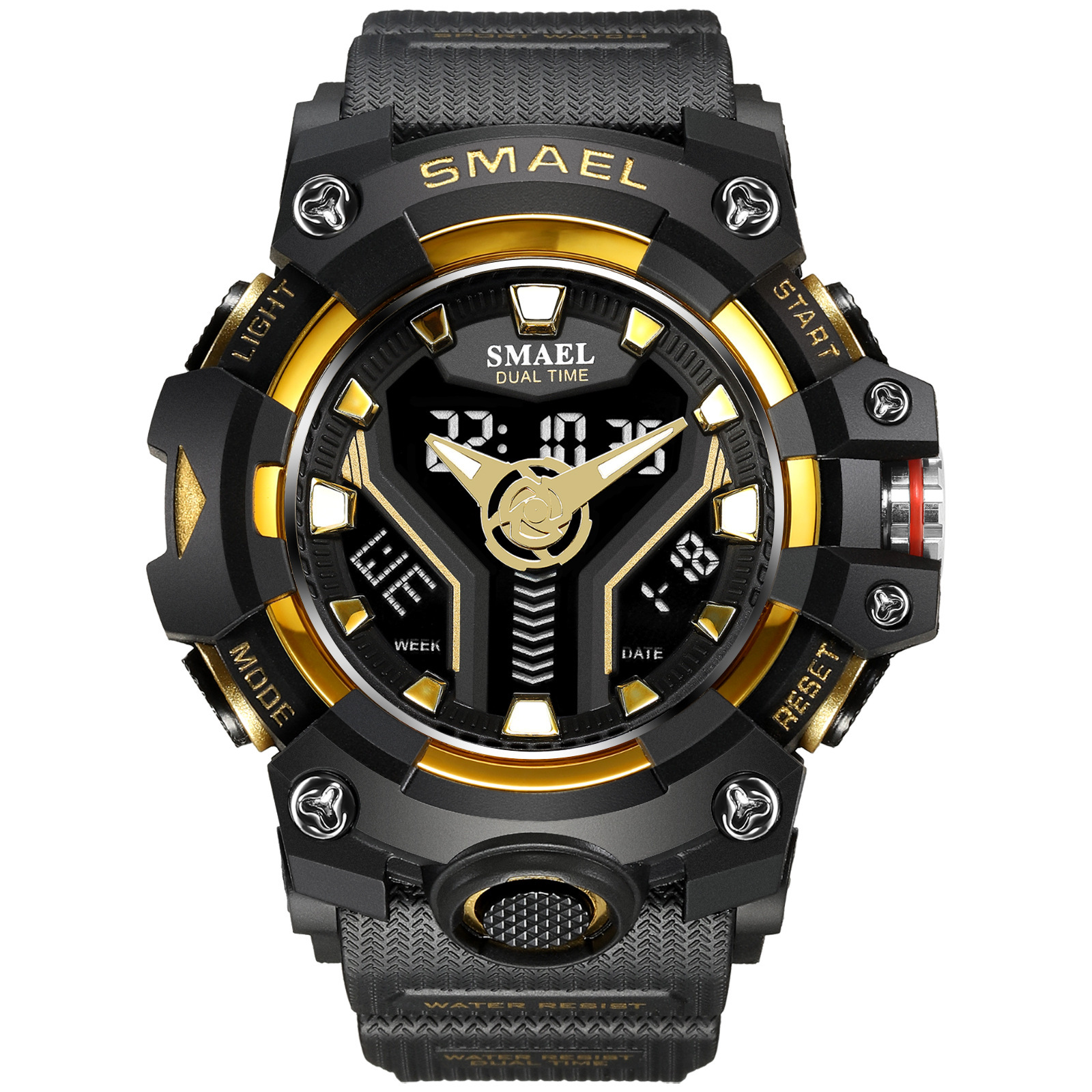 SMAEL Smel nuevo reloj electrónico creativo de los hombres deportes al aire libre multifunción sincronización reloj impermeable 8075