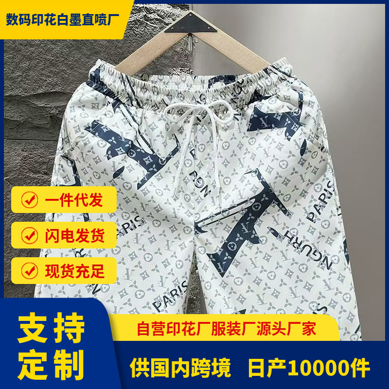 Summer Thin Sports Shorts Men's Beach Pants Men's Loose High-End Five-Point Pants Large Pants for Home Men's Outer Wear