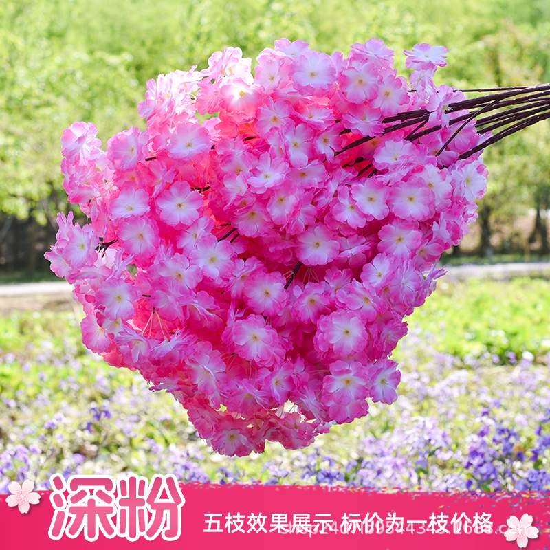 Simulación de flores de cereza flores de melocotón flores de pera flores de ciruela flores de bodas flores falsas vid decoración jardín balcón red de manglares paisaje de pared