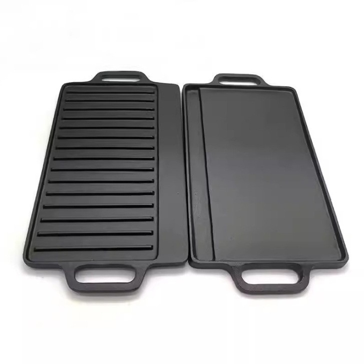 铁板烧盘铸铁家用户外长方形烧烤锅牛排章鱼烤肉烧烤盘多功能