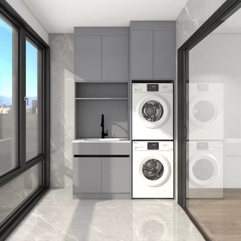 爆款全铝洗衣机柜加厚整板阳台柜耐晒露天铝合金储物柜包设计安装