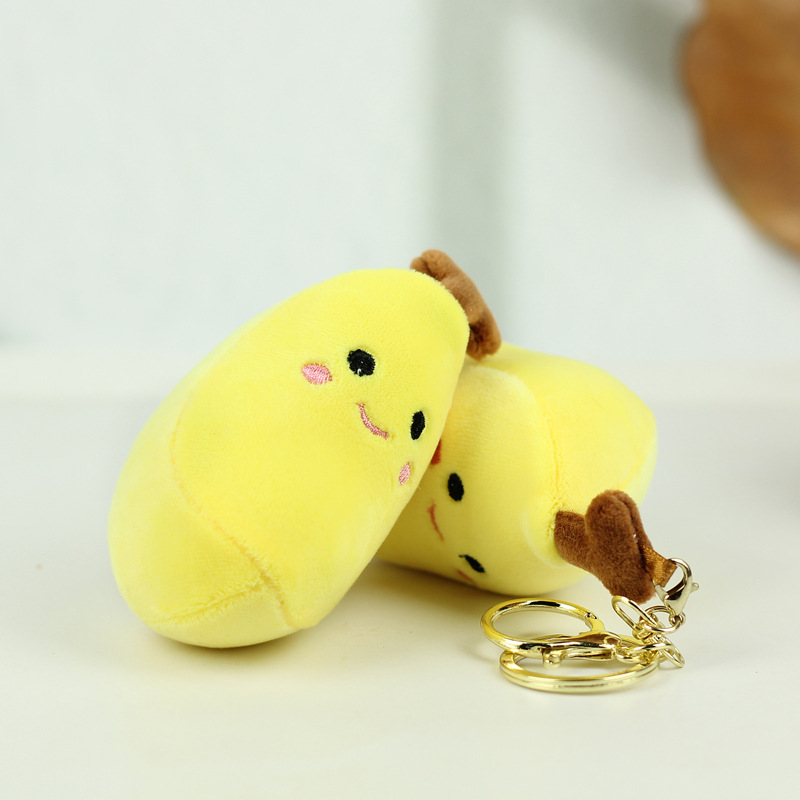 Red en línea lindos bonitos colgantes de frutas pequeñas plátanos juguetes de peluche muñecas bolsas colgantes llaveros muñecas de tela