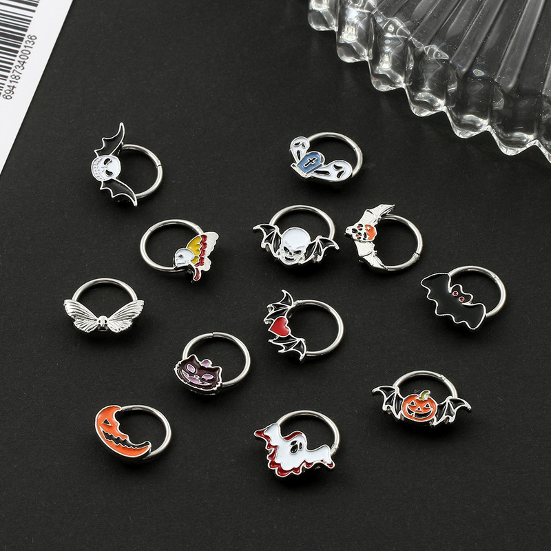 ハロウィン要素コウモリゴーストカボチャ愛鼻リングボディピアスジュエリーヒップホップパンクアクセサリー電気メッキなし|undefined