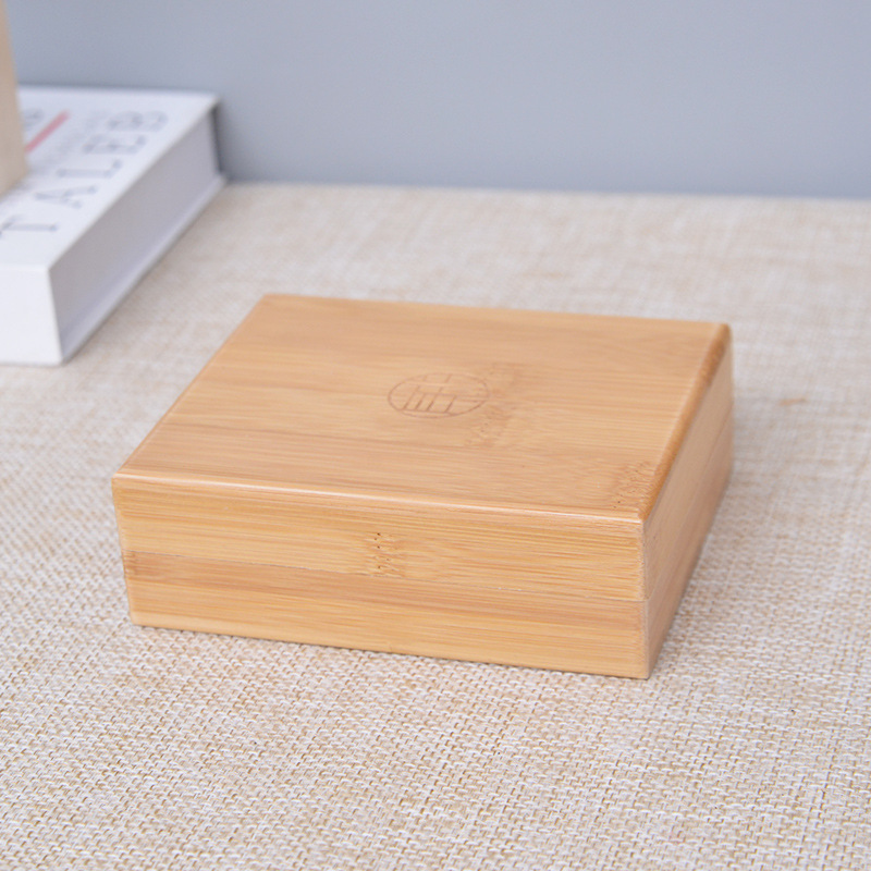 Bamboo Square Tea Packaging Box Desktop Storage Wooden Box Jewelry Jewelry Storage Gift Box Souvenir Wooden Box