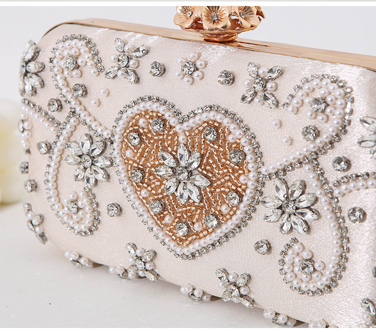 All Seasons Season Women's Gender Elegant Style Square Shape Champagne Polyester Heart Shape Square Evening Bags