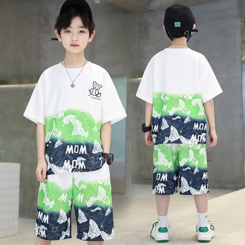 Ensemble de vêtements de sport d'été à manches courtes et à séchage rapide pour adultes, garçons, vêtements de basket-ball, vêtements décontractés pour enfants_voghion.com