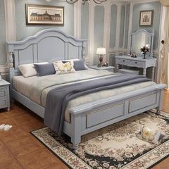 Modern American solid wood bed with 1.5m and 1.8m height, storage box nightstand, latex coconut palm cushion set, factory direct sale