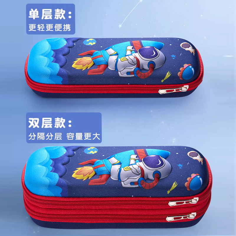 26 nueva caja de lápiz 3D de cremallera de doble capa de estudiantes de primaria gran capacidad bolsas de papelería para niños bolsas de lápiz para niñas caja de papelería