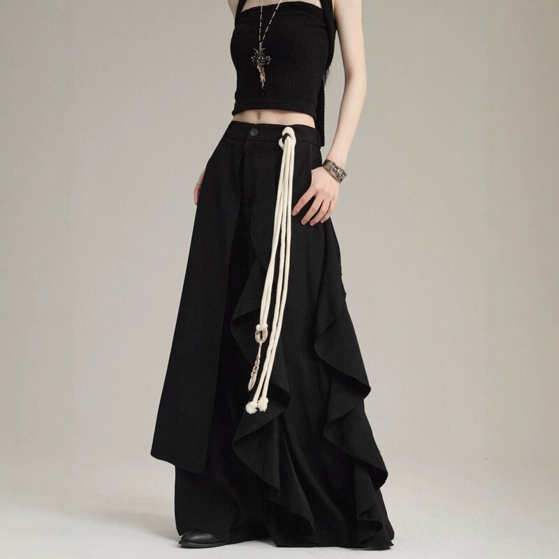 Stylish and unique unisex skirt-pants for summer, new Chinese-style wide-leg skirt-pants, casual pants for both men and women Stylish and unique unisex skirt-pants for summer, new Chinese-style wide-leg skirt-pants, casual pants for both men and women