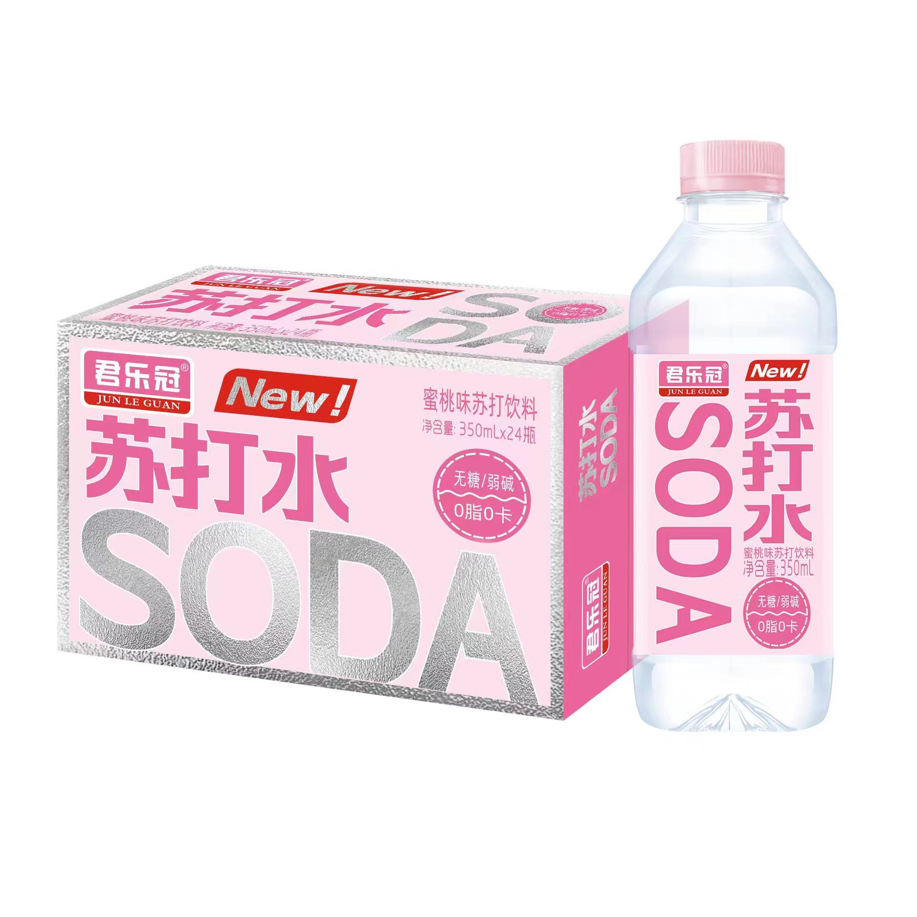 Junle Crown Soda Water 350 Whole Case Special Price Original Peach Lemon Alkaline Drink Fruity Lemon Flavor Low Sugar None 3