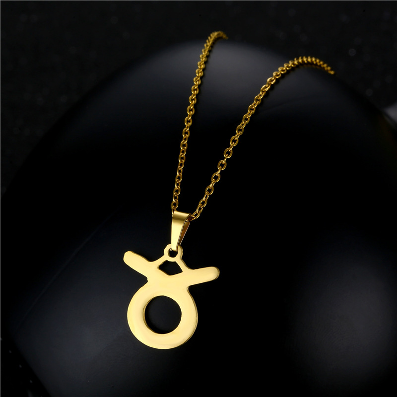 Twelve Constellation Taurus Clavicle Chain Stainless Steel Necklace Earrings Set