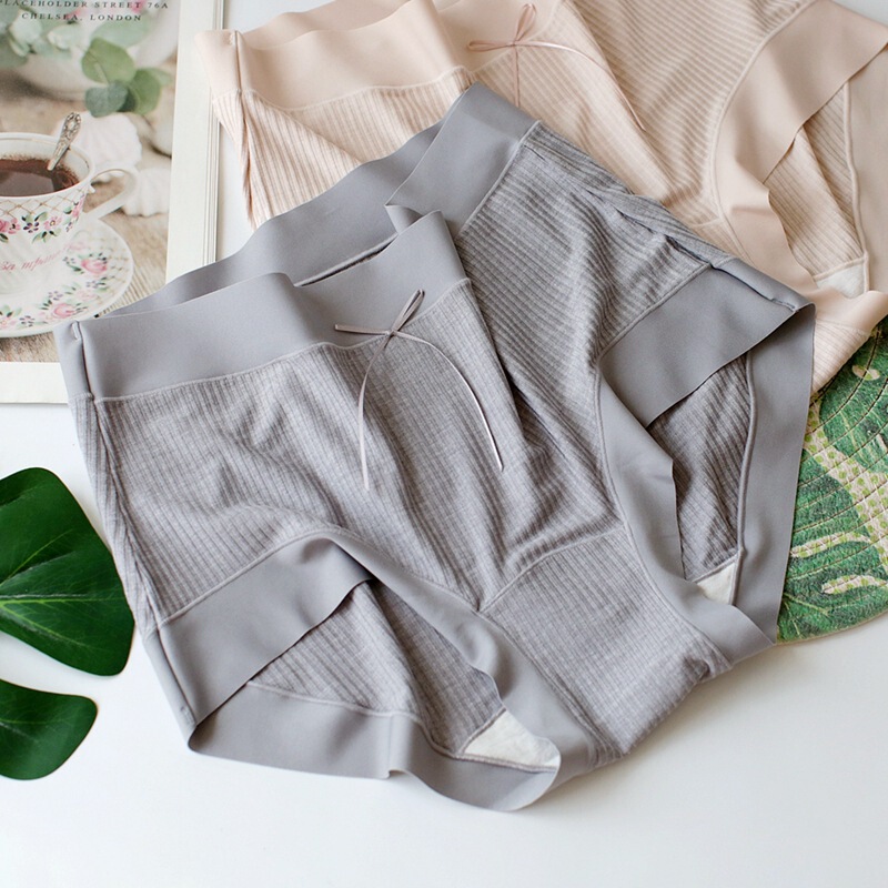 High Elastic Large Size Women's Underwear Threaded Large Version Hip-Covering Comfortable Briefs Soft Ribbed Underwear