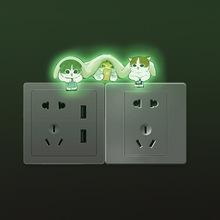 跨境创意卡通三只看手机小猫开关贴装饰墙贴卧室书房插座自粘贴纸