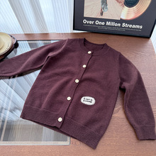 现货纯ins款男女童开衫毛衣 2026新款婴童圆领纯色外套直播供货