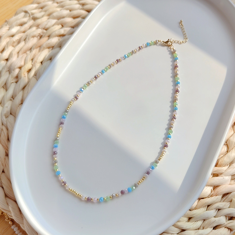 11g Weight Necklace Classification 1 Piece Quantity Daily Occasion Artificial Crystal, Copper Material 1 Piece Simple Style Round Artificial Crystal Copper Beaded Women's Necklace