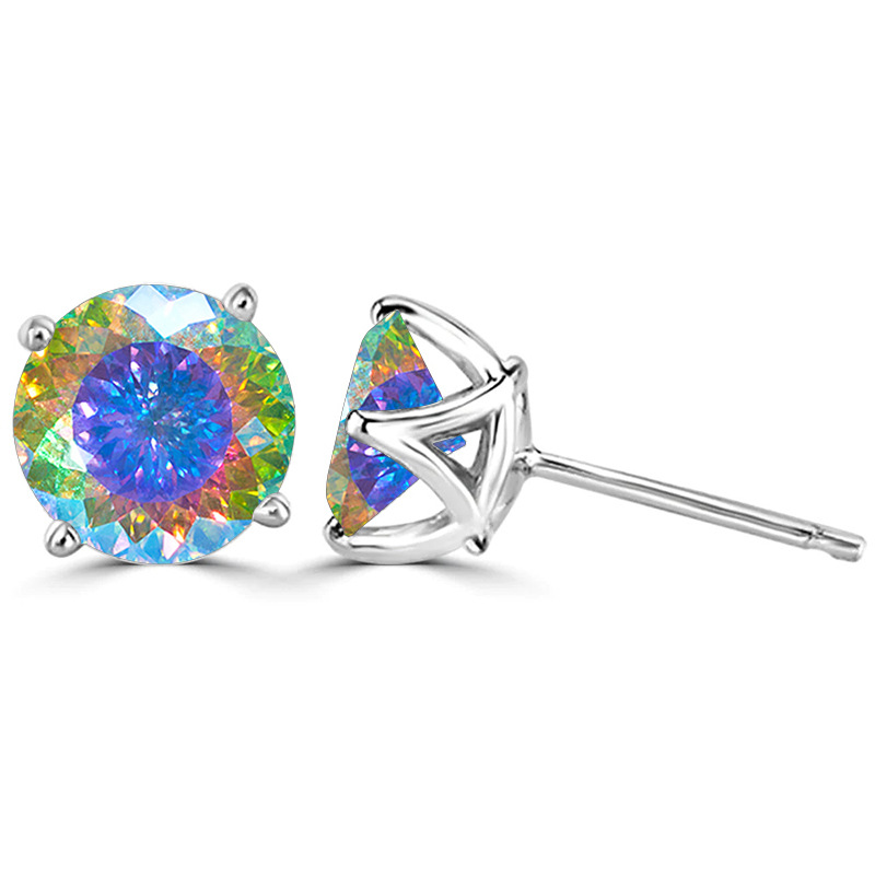 Amazon mejor vendida unisex pendientes 925 plata mosaico de diamante de mosaico de corte / nido de pájaros en stock