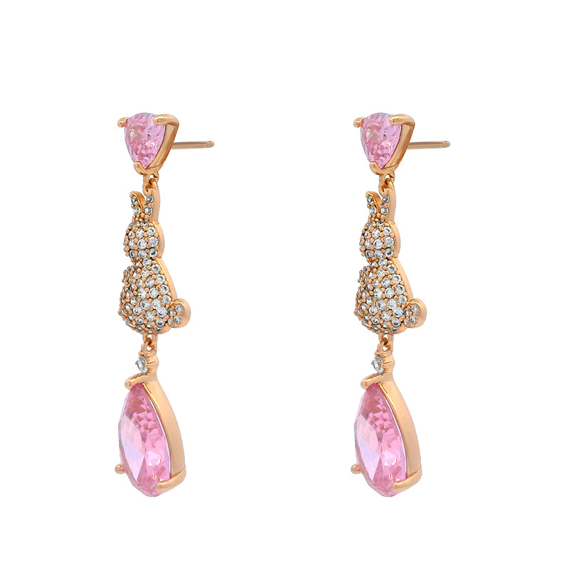Xuping nuevo estilo inteligente lindos pendientes de conejo, pendientes de joyas artificiales de lujo ligero y de alta calidad para mujeres