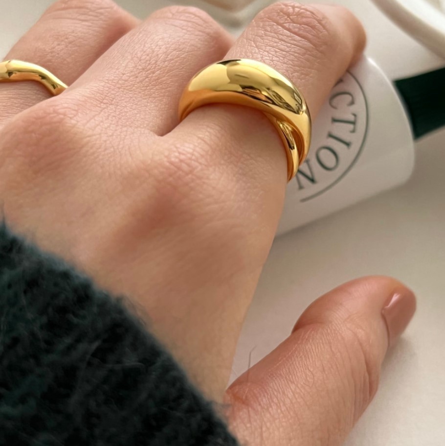 Open Rings Classification 18K Gold Plated 925 Sterling Silver Solid Color Open Rings 925 Sterling Silver Rings