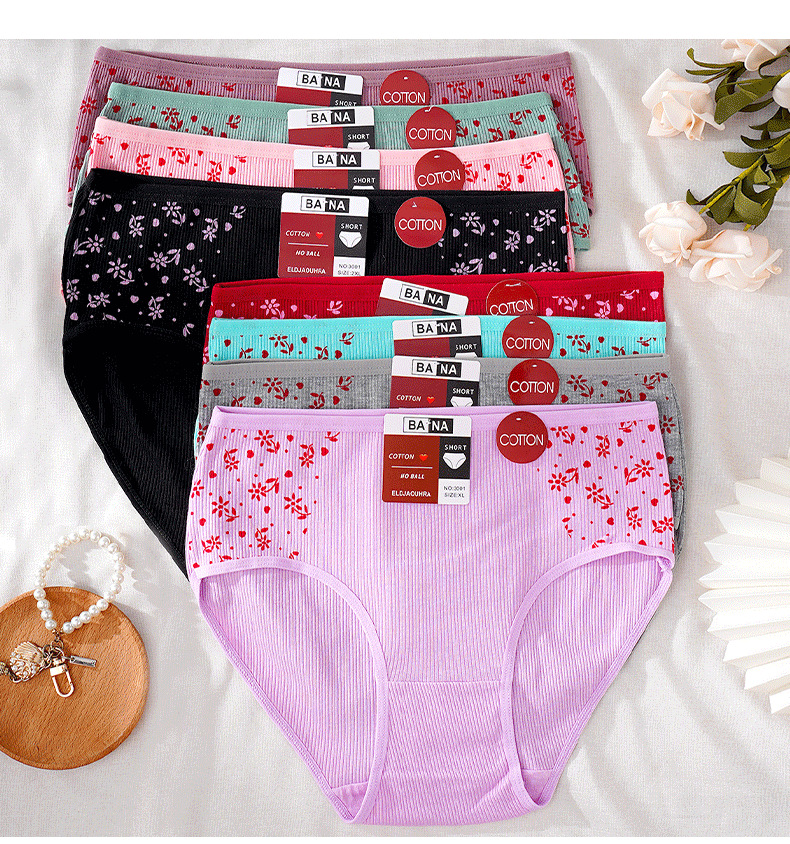 Calzoncillos de mujer de gran tamaño estampados en hilo pantalones de mamá pantalones de madre de algodón pantalones de madre comercio mayorista de calzoncillos de mujer transfronterizos