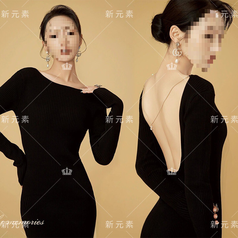 Photo Studio Retro New Shooting Clothing Simple Portrait Photo Hepburn Style Backless Slim Dress Theme Photography Clothing Photo Studio Retro New Shooting Clothing Simple Portrait Photo Hepburn Style Backless Slim Dress Theme Photography Clothing