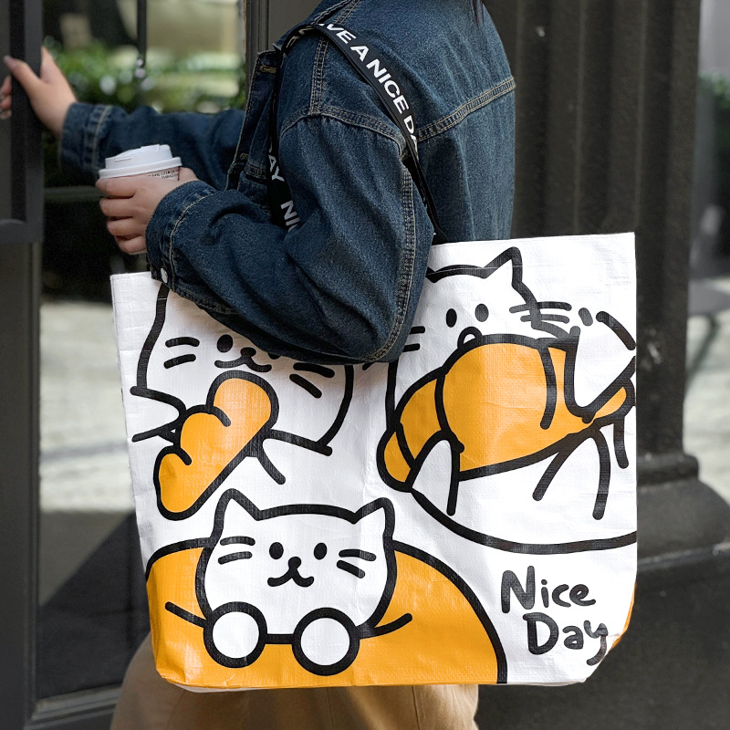 编织袋手提袋卡通显眼包展会礼品购物袋服装袋子印logo蛇皮袋