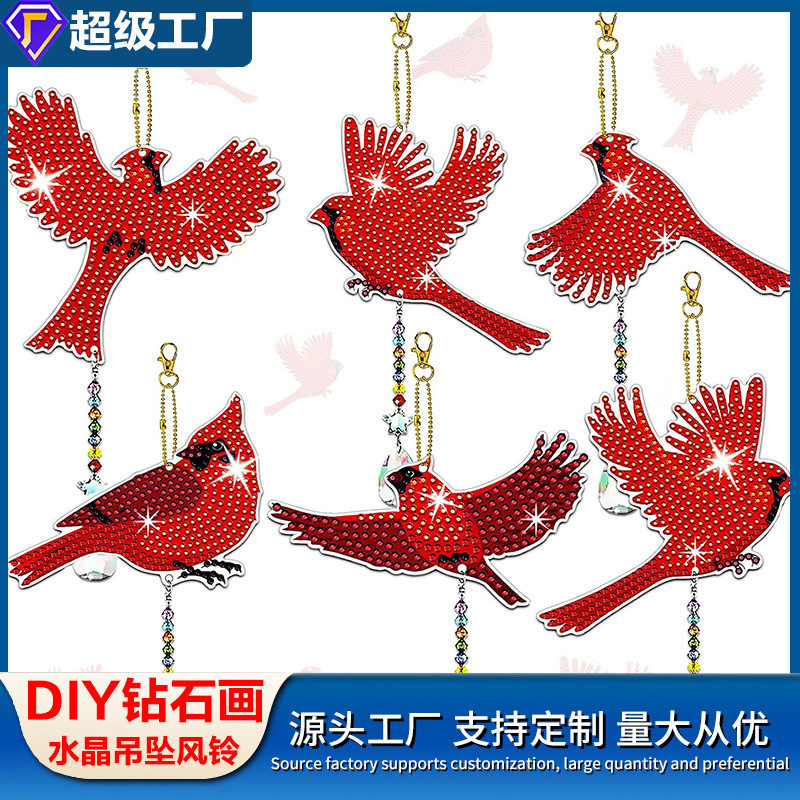 Colgante de campanilla de viento con pintura de diamantes 5D, decoración colgante DIY con diamantes completos, adorno de cristal hecho a mano para ventana de balcón, decoración DIY con incrustaciones de diamantes.