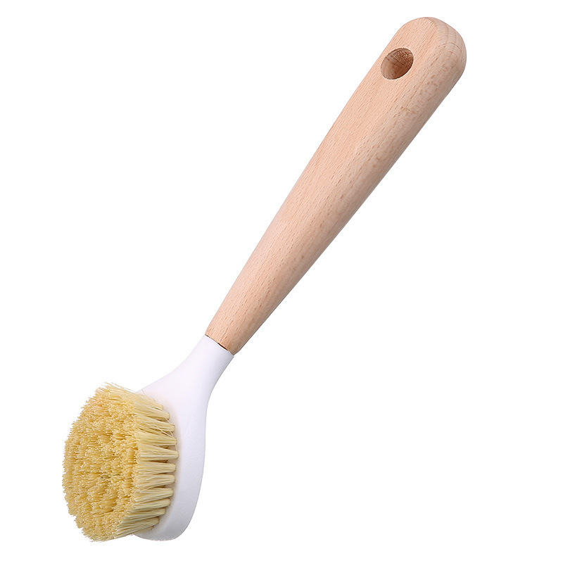 냄비 청소용 브러시, 붙지 않는 오일 나무 손잡이, 긴 손잡이, 걸이형 냄비 청소 도구, 가정용 그릇, 냄비 및 스토브 청소용 냄비 브러시, 확장형