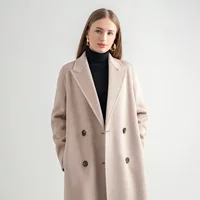 Двустороннее шерстяное пальто демисезонное oversize с поясом, утолщённое; цвета хаки/чёрный/рисовый/камел/овсяный, размеры S/M/L — бренд 姝鑫
