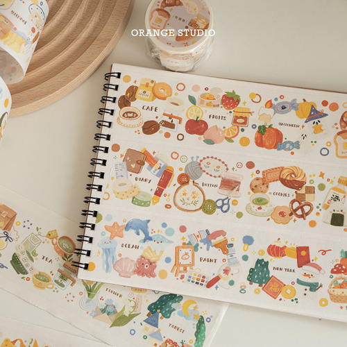 【Orange Tape Full Roll Set】Original Specialty Oil and Paper/PET Human Fragment Collage Journal