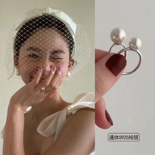 Natural Light Fresh Water Real Pearl S925 Sterling Silver Ring Niche Design High-class Women's Spring 2023