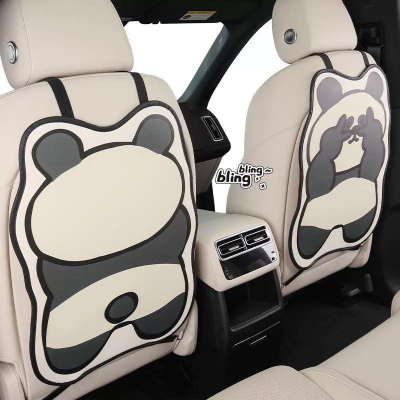 Милая панда с рисунком спинки автомобильного сиденья, противоударная накладка для женщин, противоударная накладка на спинку автомобильного сиденья.