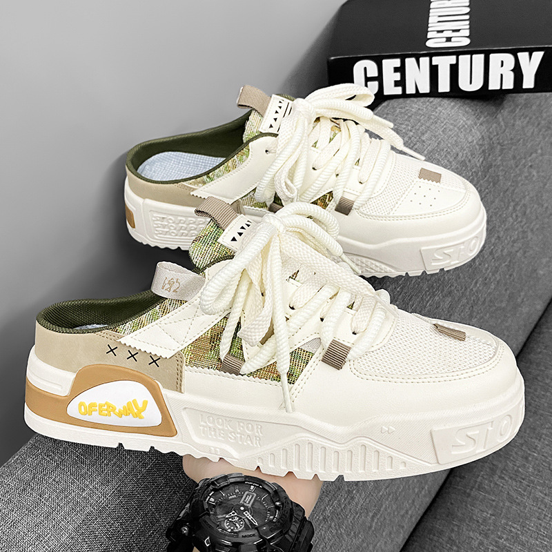 Zapatos de verano de medio soporte perezoso con un pedazo de zapatos casuales con suela gruesa zapatos de moda pequeños zapatos de skate de nicho image 4
