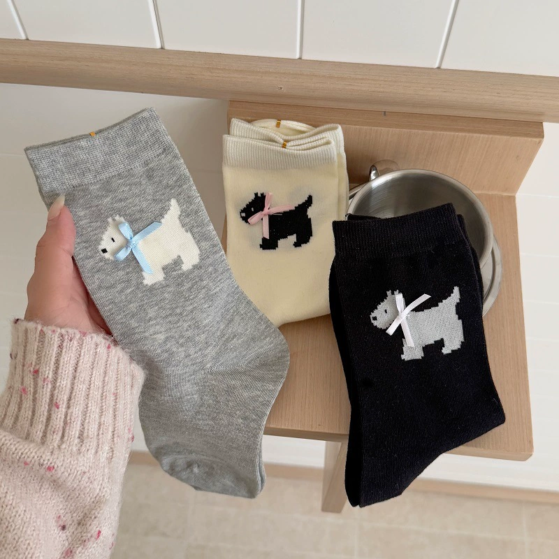 Весной и летом новый тонкий западный горный лук без костей милый щенок корейские носки приличные носки женские носки