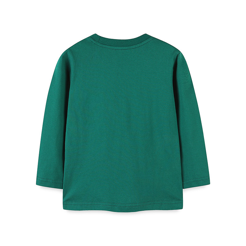 Primavera y otoño para niños camiseta de manga larga estilo europeo y americano dibujos animados dinosaurio impresión chaqueta de cuello redondo para niños camiseta de base