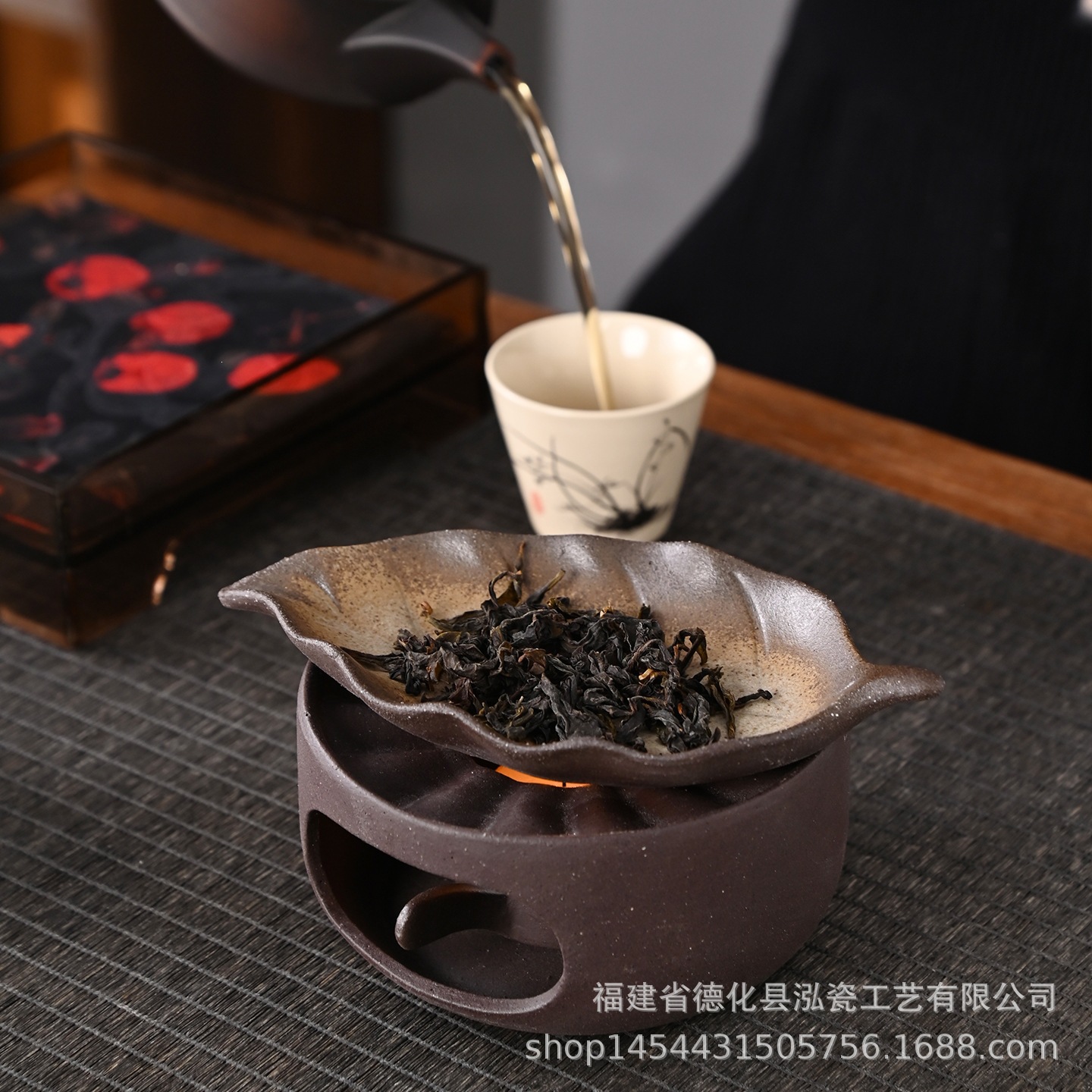 Cross-border handmade Japanese-style ceramic incense burner, plant-based tea roasting stove, sage incense powder ornament, cedar aromatherapy burner
