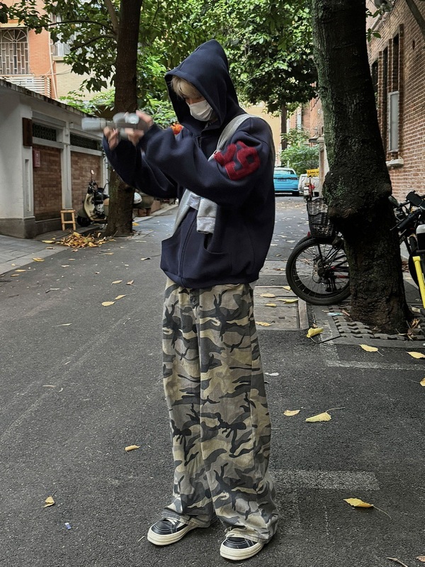美式复古重磅刺绣连帽开衫卫衣男女款春秋季潮牌高街宽松休闲外套|undefined
