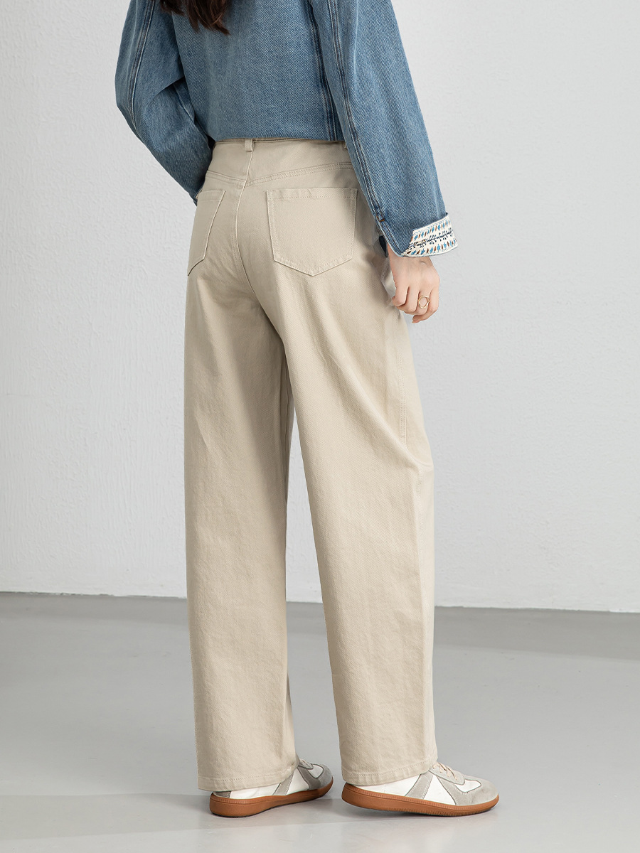 Quần jean nữ ống rộng cạp cao dáng suông vải denim wash nhẹ — Tên