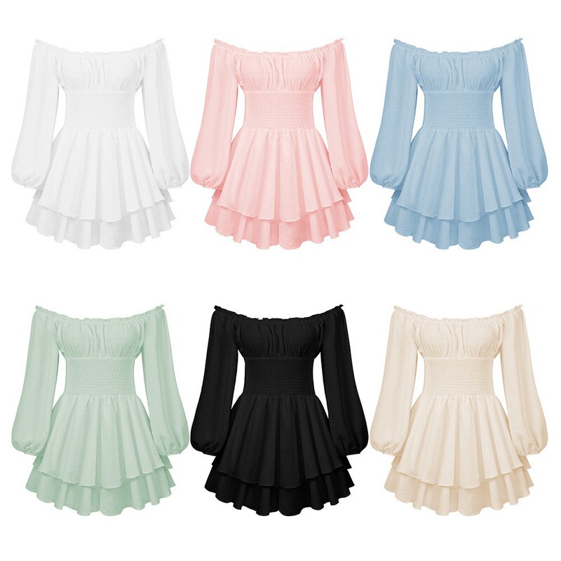 Women's Jumpsuit, High-End Pleated One-Shoulder Long-Sleeved Casual Super Beautiful Double-Layer Ruffled French Shorts