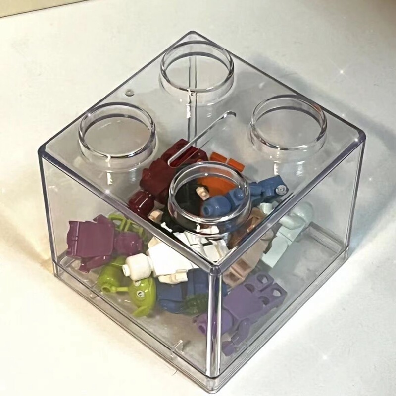 High-value building block storage box ins-style transparent square piggy bank with lid waterproof dormitory desktop small ornaments