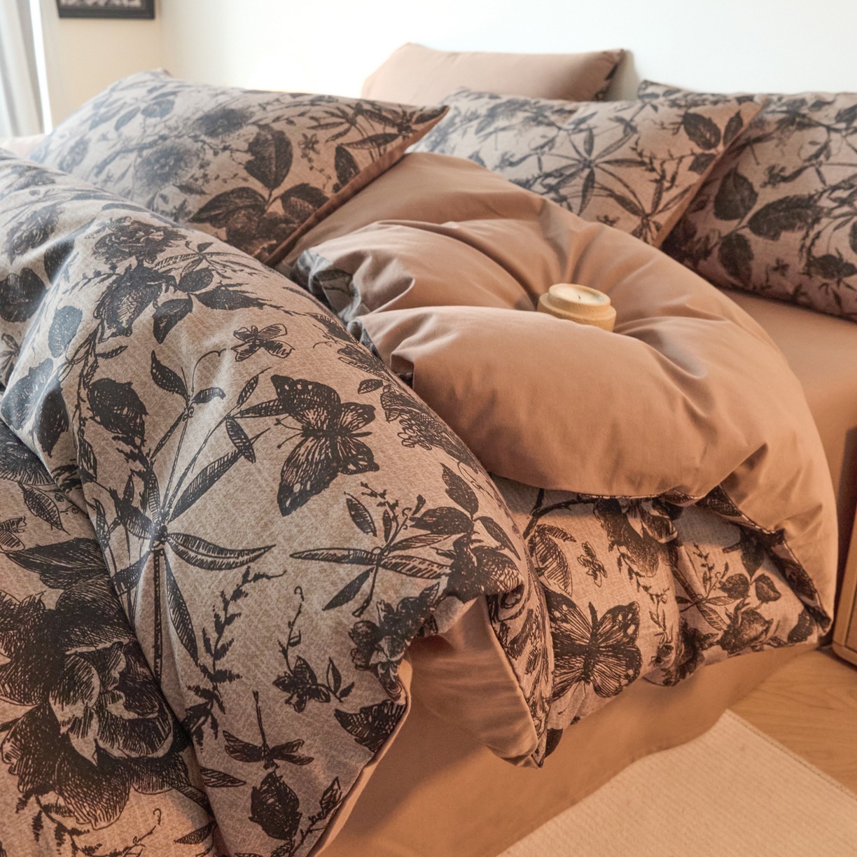 Retro estilo algodón molido cuatro piezas A clase madre-invierno engrosado cuatro piezas 100 sábanas cuatro piezas