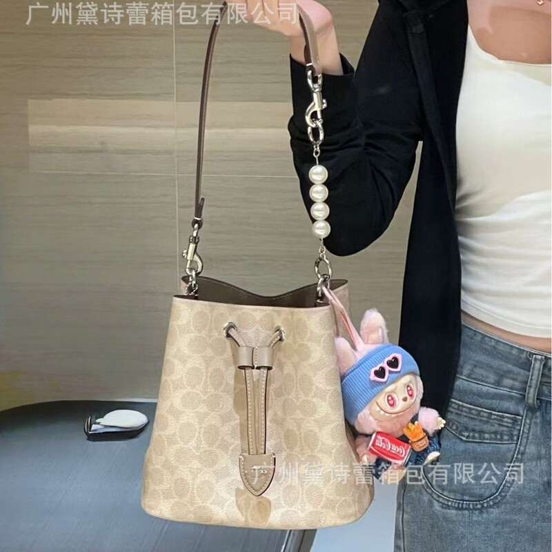 Kou C's New Rowan Classic Drawstring Bucket Bag Single Shoulder Crossbody Handbag Underarm Bag Presbyopic Fortune Bucket