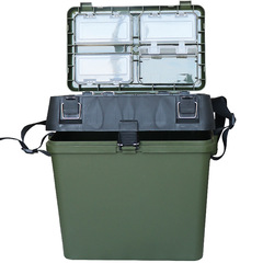 Double-shoulder coat backpack multi-functional lure fishing box military green plastic tool box, seatable and wearable for spinning and surf fishing