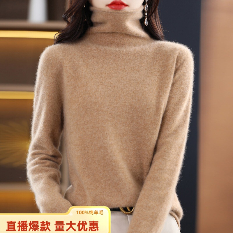 One-Line Ready-To-Wear Autumn and Winter Pile Collar Woolen Sweater for Women Slimming Look Inner Sweater Cashmere Knitted Bottoming Sweater Long-Sleeved Sweater One-Line Ready-To-Wear Autumn and Winter Pile Collar Woolen Sweater for Women Slimming Look Inner Sweater Cashmere Knitted Bottoming Sweater Long-Sleeved Sweater