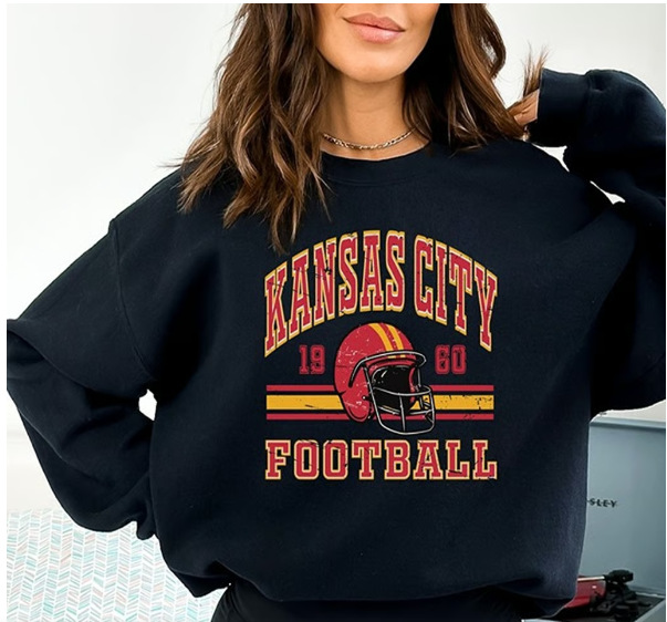 Kansas City Chiefs Sweatshirt Autumn Winter Women's Casual Long Sleeve Crew Neck Printed Pullover_voghion.com