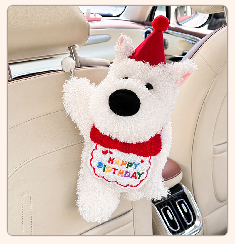 Car Tissue Box Cute Doll Puppy Car Seat Back Hanging Tissue Pumping Internet Popular Cartoon Car Paper Box