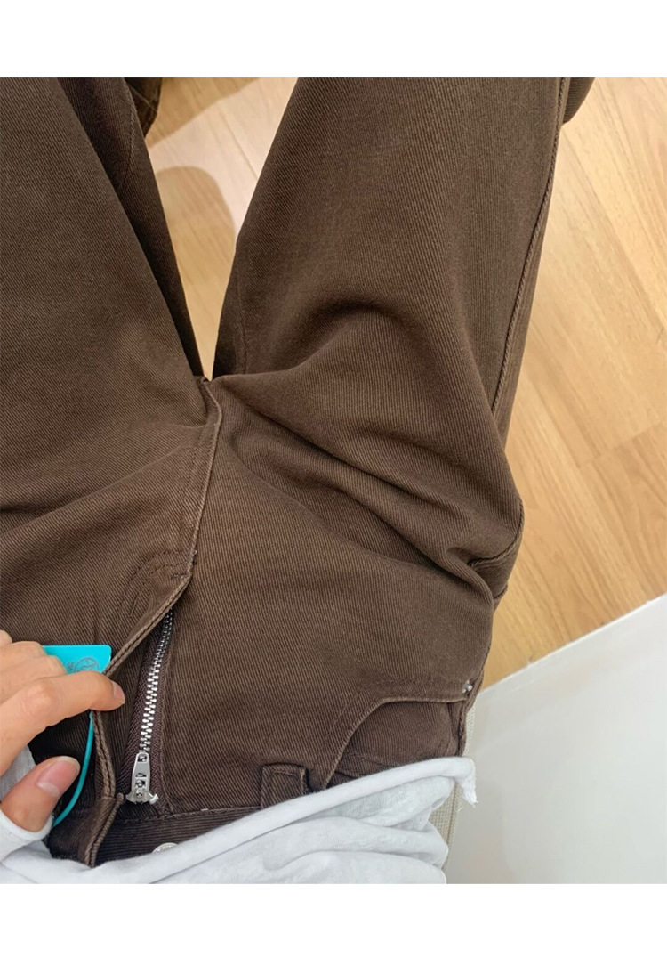 Women's Clothing Brown Maillard High-Waisted Wide Leg Jeans Curved Slimming Straight Leg Pants Loose Fit For Women Spring_ecoleips.com
